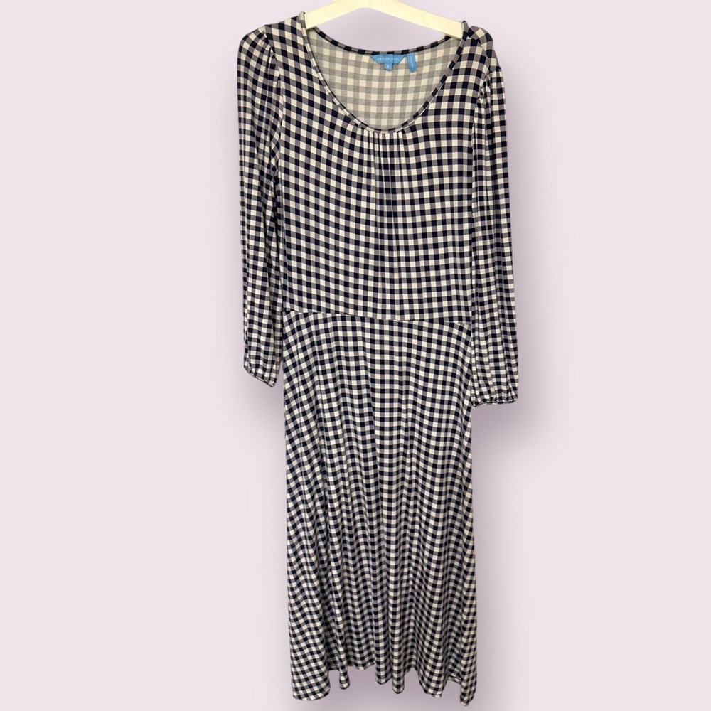EUC Draper James Gingham Plaid Navy Dress
